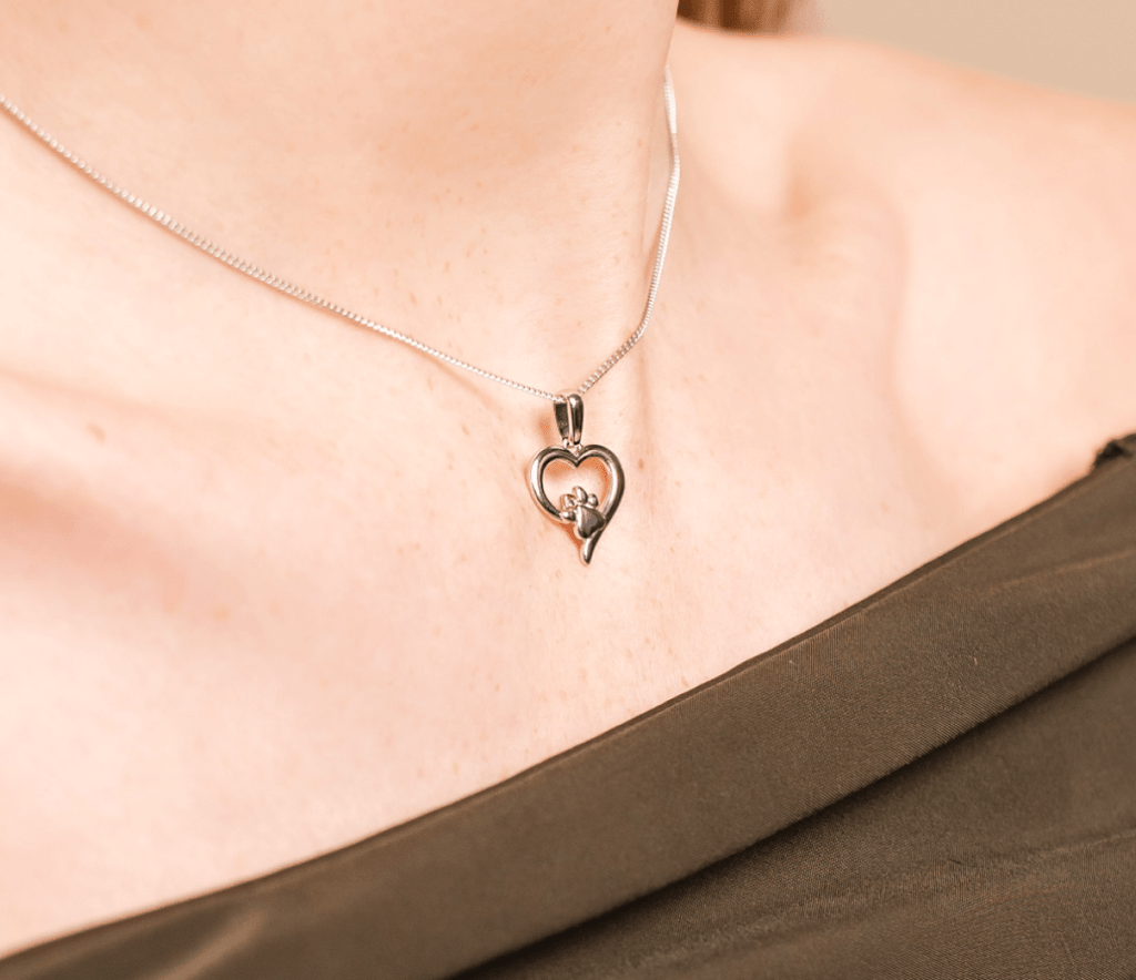 Clogau® Paw Prints Sterling Silver Heart Pendant with Topaz