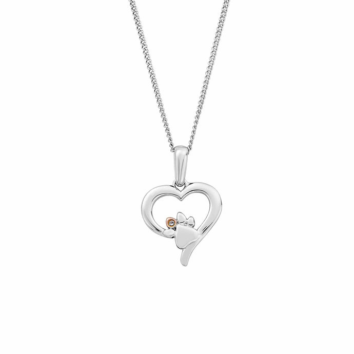 Clogau® Paw Prints Sterling Silver Heart Pendant with Topaz