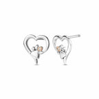 Clogau® Paw Prints Sterling Silver Heart Stud Earrings with Topaz