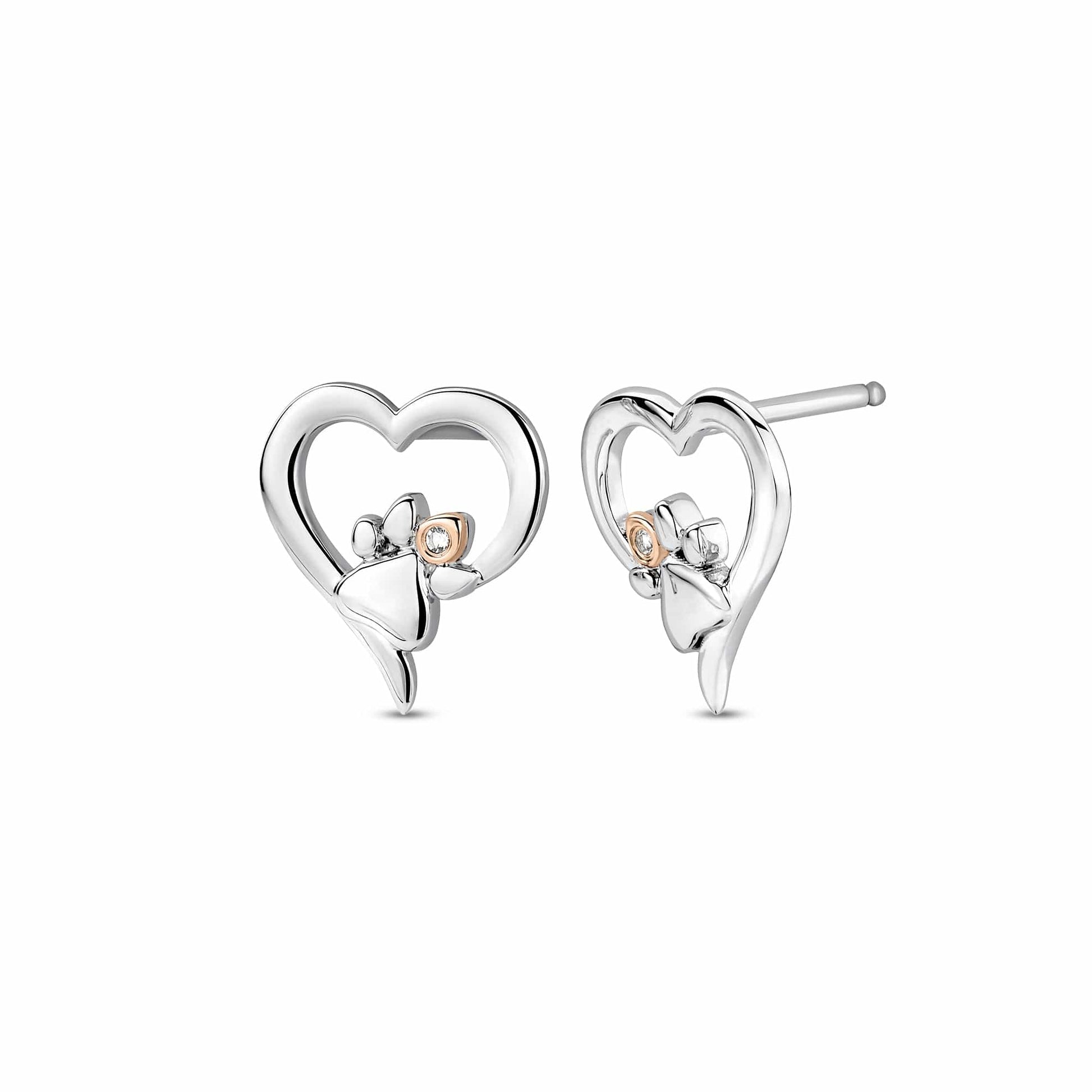 Clogau® Paw Prints Sterling Silver Heart Stud Earrings with Topaz