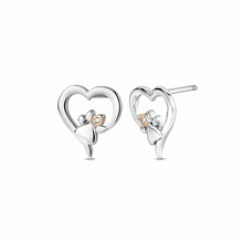 Load image into Gallery viewer, Clogau® Paw Prints Sterling Silver Heart Stud Earrings with Topaz
