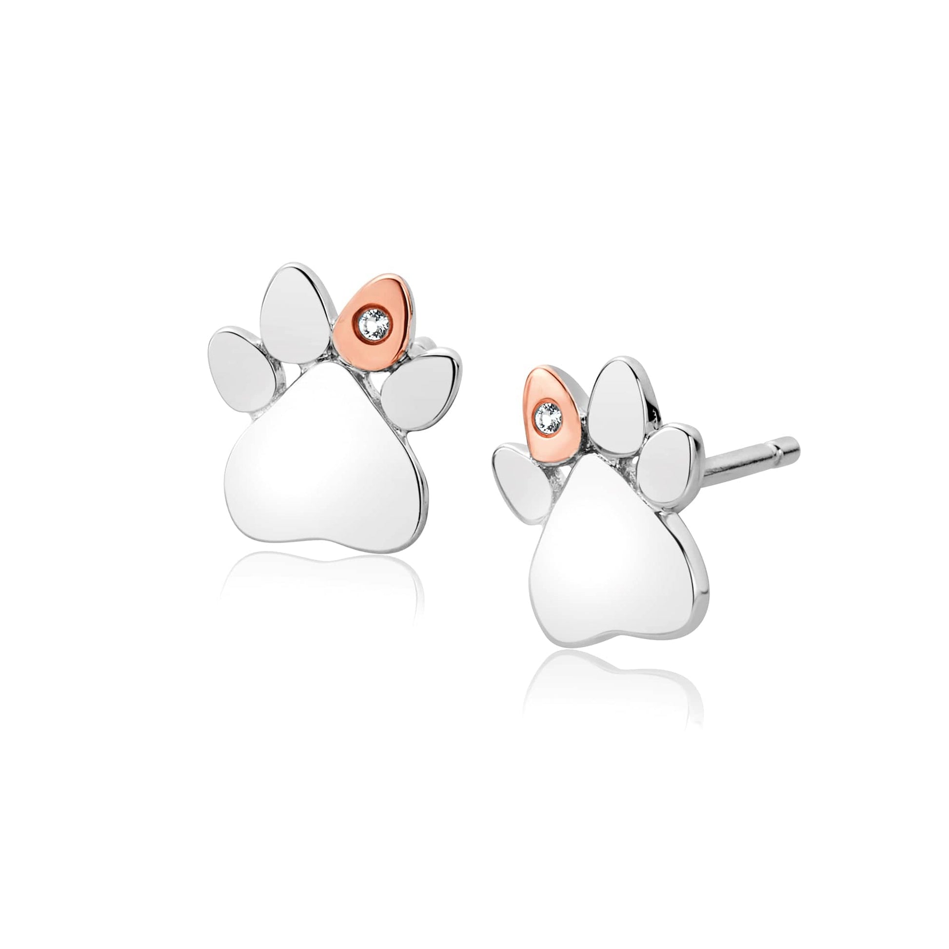 Clogau® Paw Prints Sterling Silver Stud Earrings with Topaz