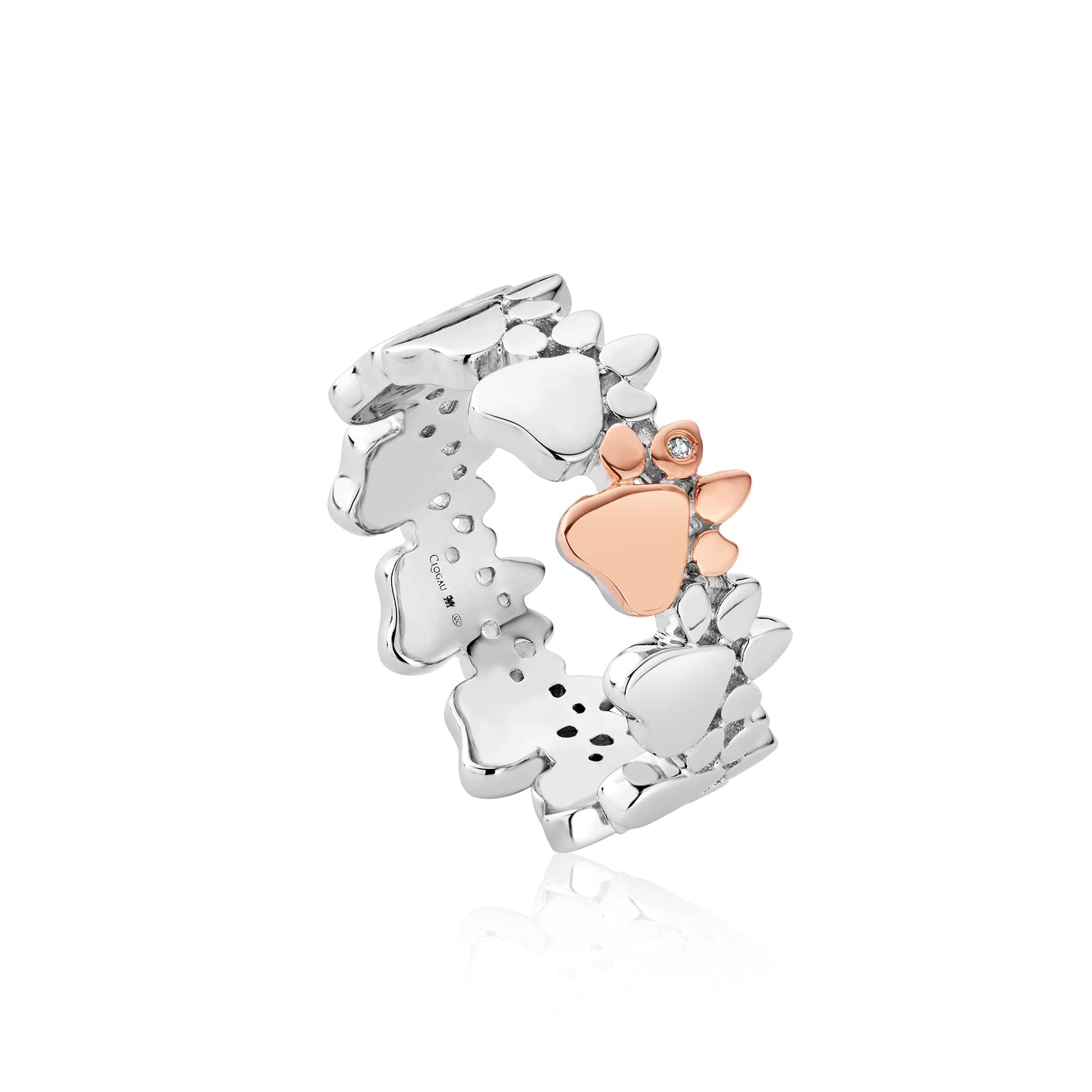 Clogau® Paw Prints Sterling Silver Multi-Paw Ring with Topaz