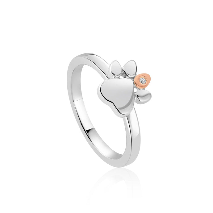Clogau® Paw Prints Sterling Silver Stacking Ring with Topaz