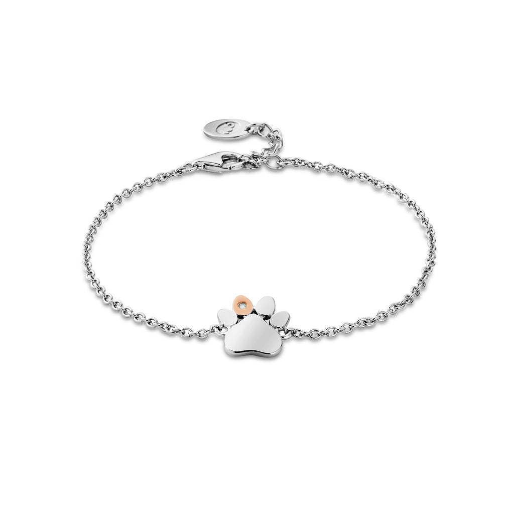 Clogau® Paw Prints Sterling Silver Single-Paw Bracelet with Topaz