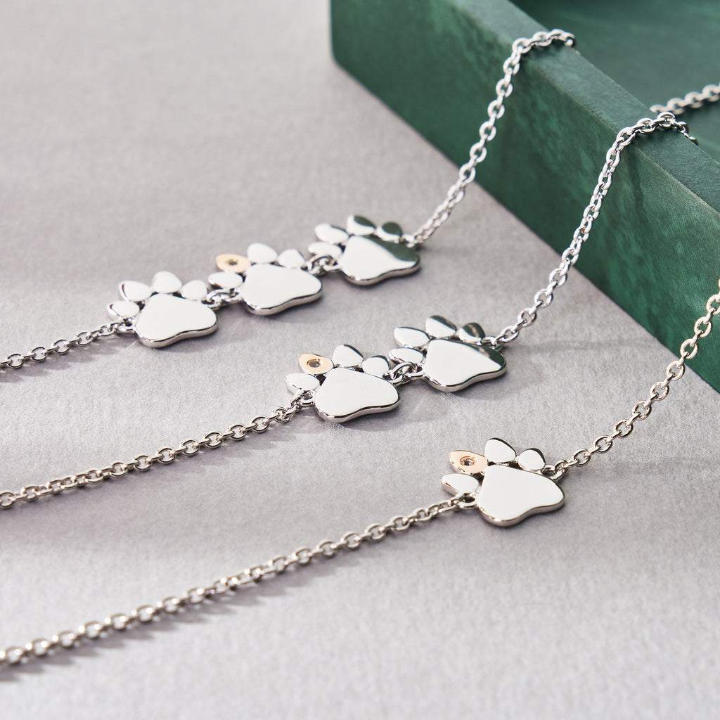 Clogau® Paw Prints Sterling Silver Single-Paw Bracelet with Topaz