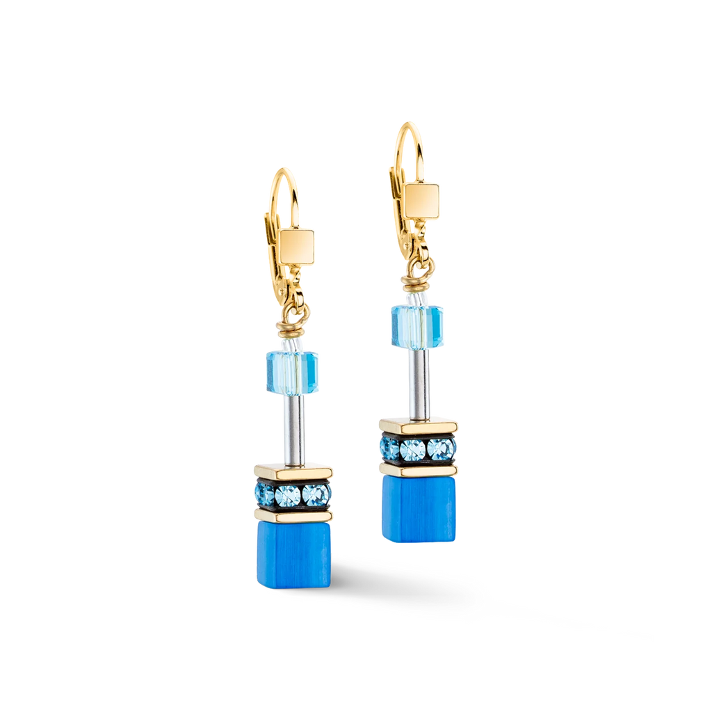 GeoCUBE Iconic Mono Gold Earrings Turquoise