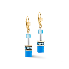Load image into Gallery viewer, GeoCUBE Iconic Mono Gold Earrings Turquoise
