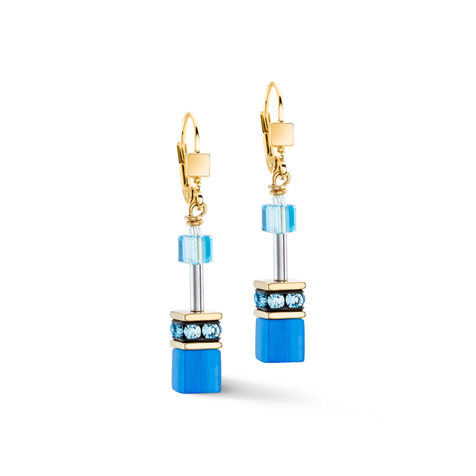 GeoCUBE Iconic Mono Gold Earrings Turquoise