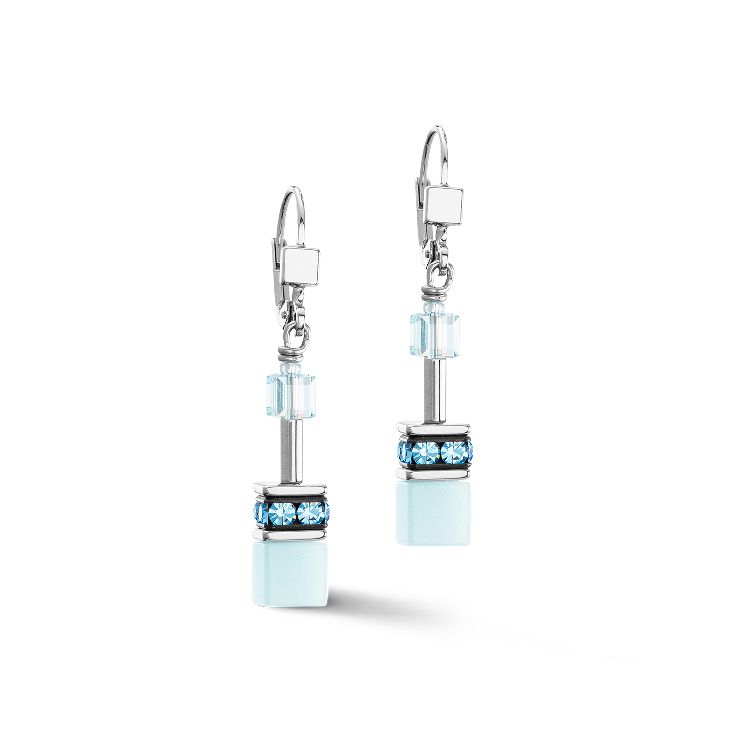 GeoCUBE® Iconic Mono Gold Earrings Light Aqua