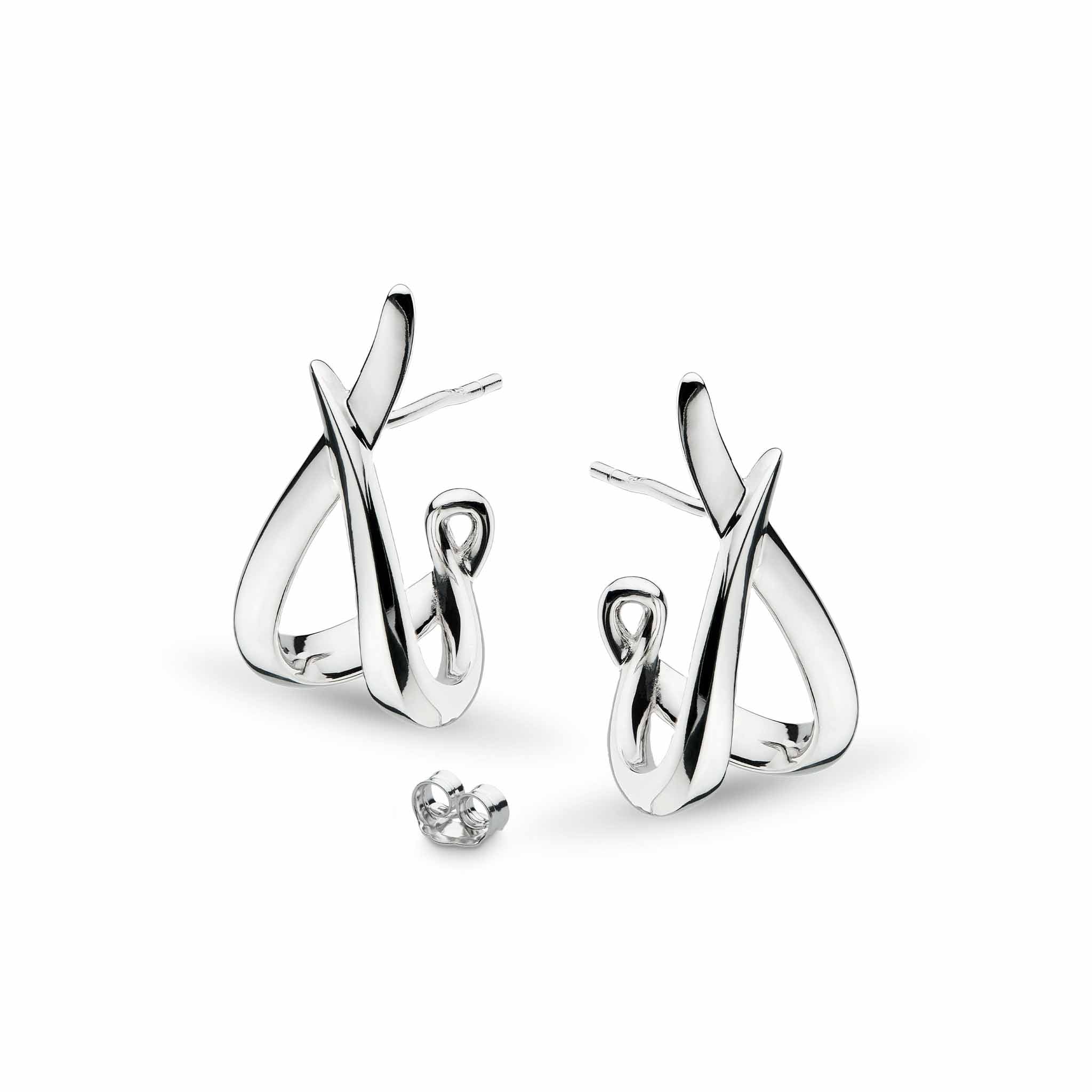 Entwine Twine Twist Semi Hoop Stud Earrings