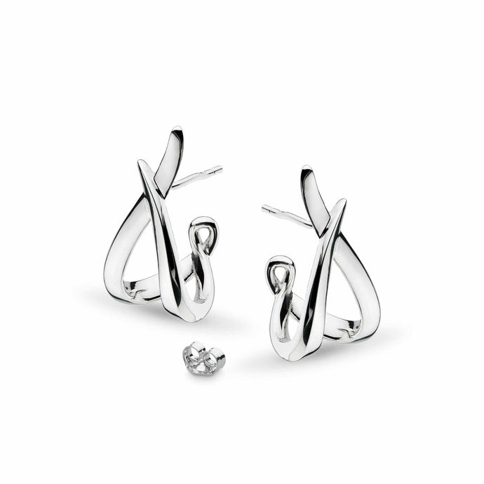 Entwine Twine Twist Semi Hoop Stud Earrings