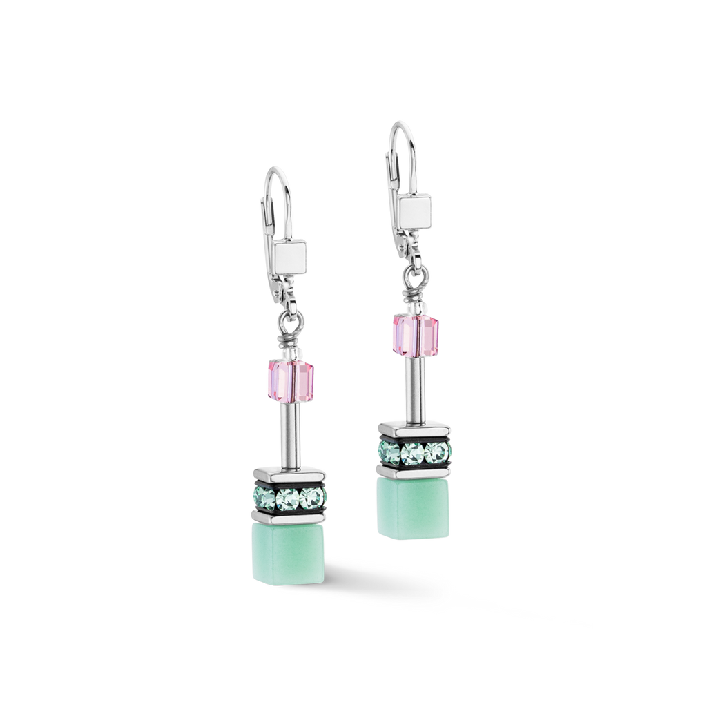 GeoCUBE® Iconic earrings Green-Pink
