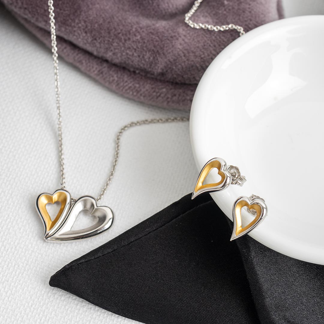 Desire Love Story Gold Tender Together Heart 18" Necklace