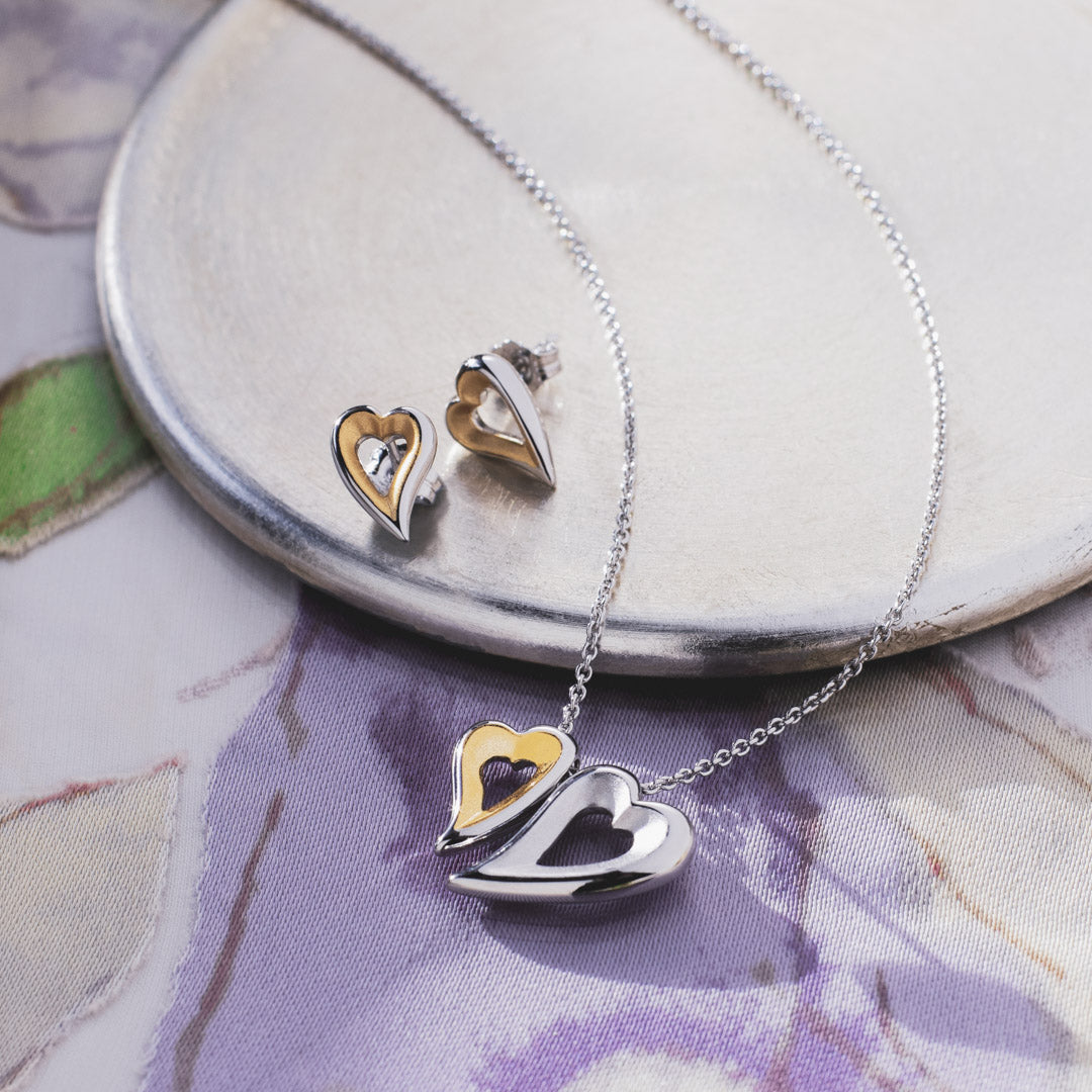 Desire Love Story Silver Small Heart Stud Earrings