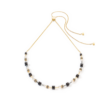 Load image into Gallery viewer, GeoCUBE Necklace Mysterious Cubes &amp; Pearls Gold-black
