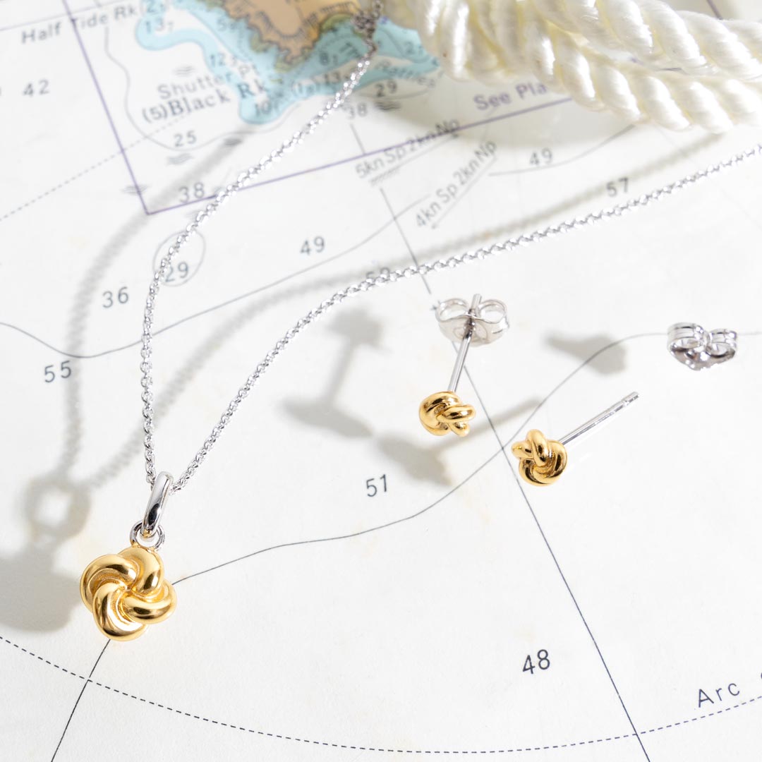 Marina Tide Knot Golden Stud Earrings