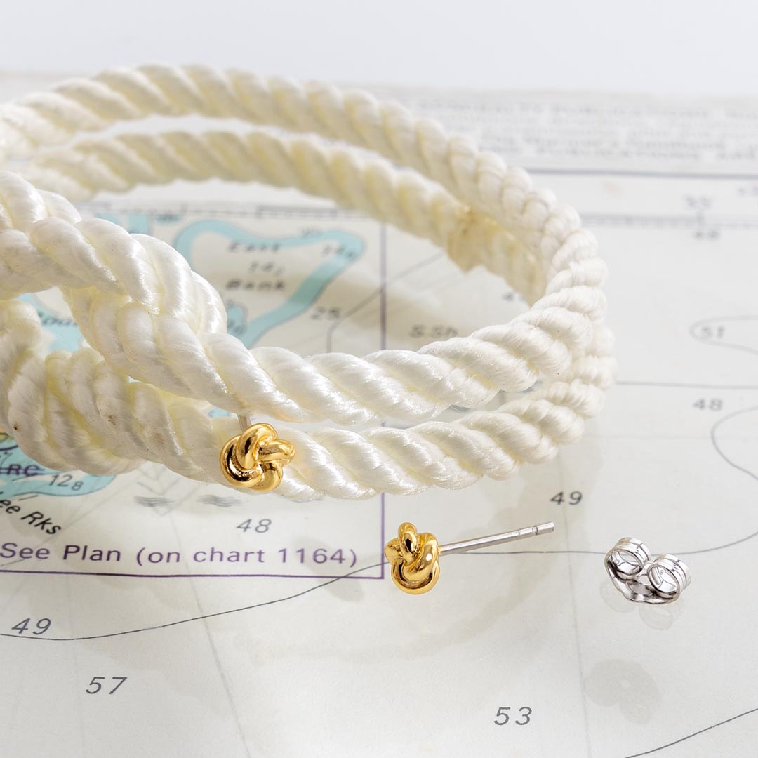 Marina Tide Knot Golden Stud Earrings