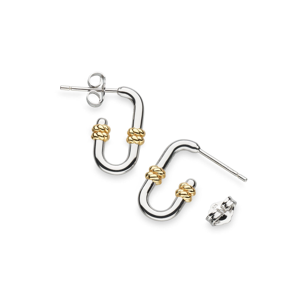 Marina Rope Bar Link Golden Semi Hoop Stud Earrings