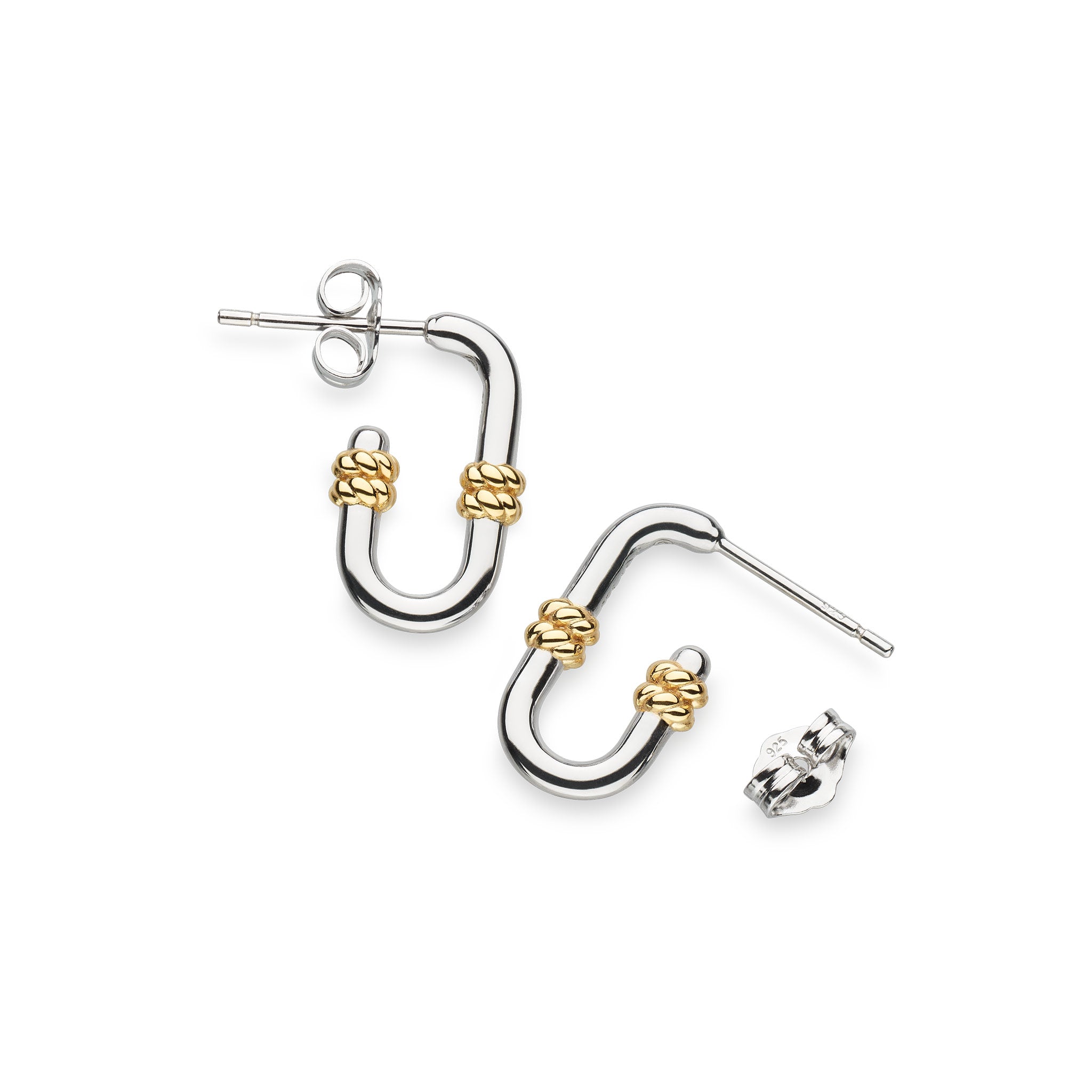 Marina Rope Bar Link Golden Semi Hoop Stud Earrings