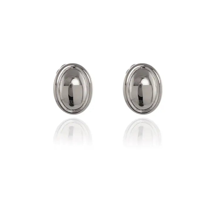 Vega Polished Clip On Earrings Platinum Plated