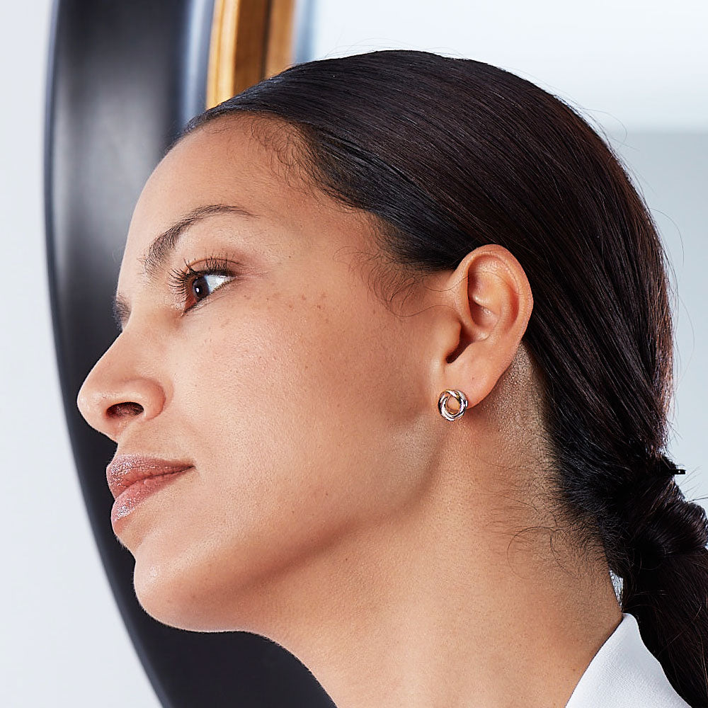 Bevel Trilogy Golds Stud Earrings