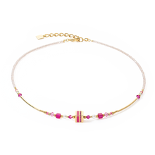 Load image into Gallery viewer, Necklace Square Stripes Gold-Magenta
