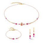 Necklace Square Stripes Gold-Magenta