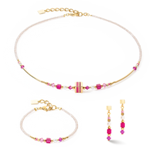 Load image into Gallery viewer, Necklace Square Stripes Gold-Magenta
