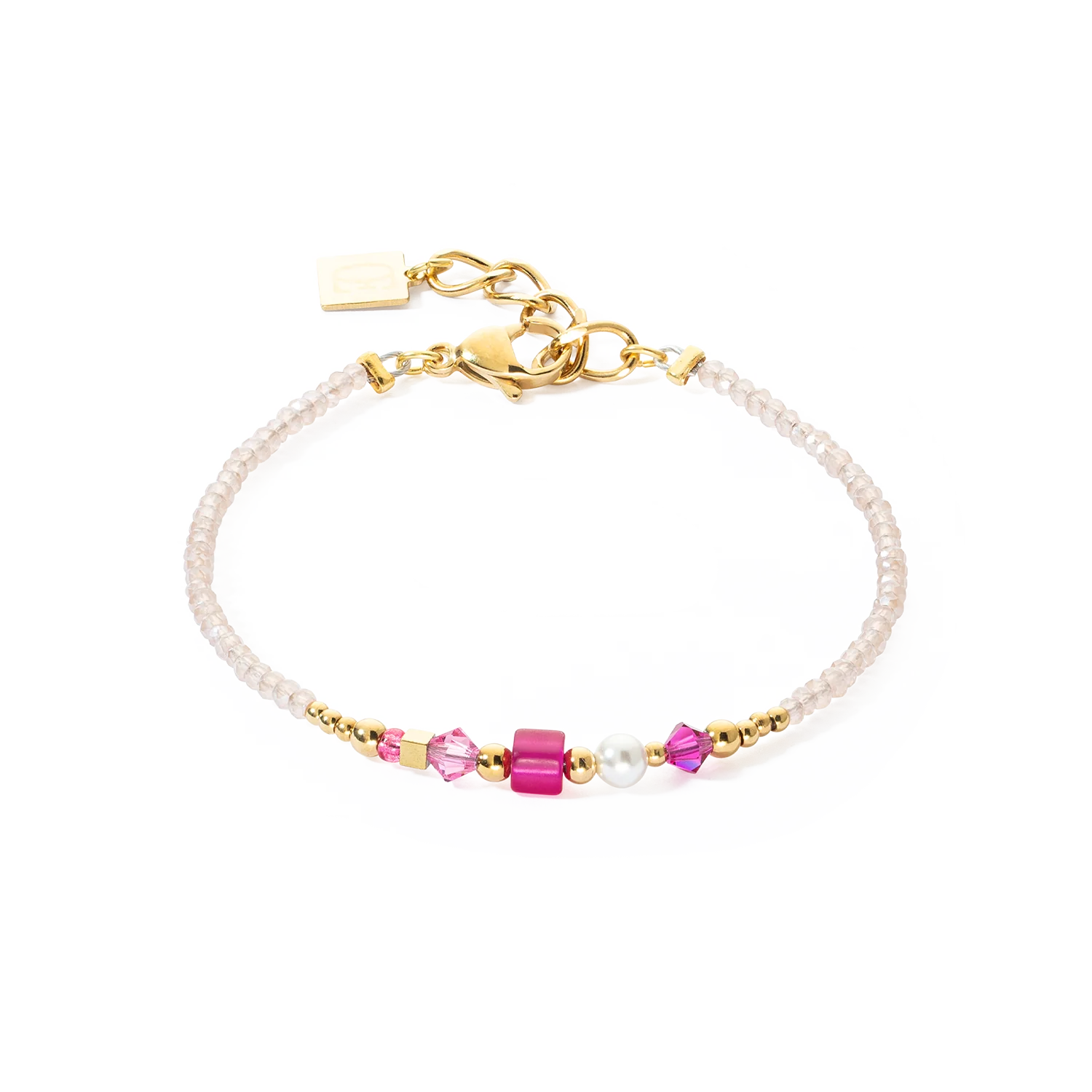 Bracelet Square Stripes gold-magenta