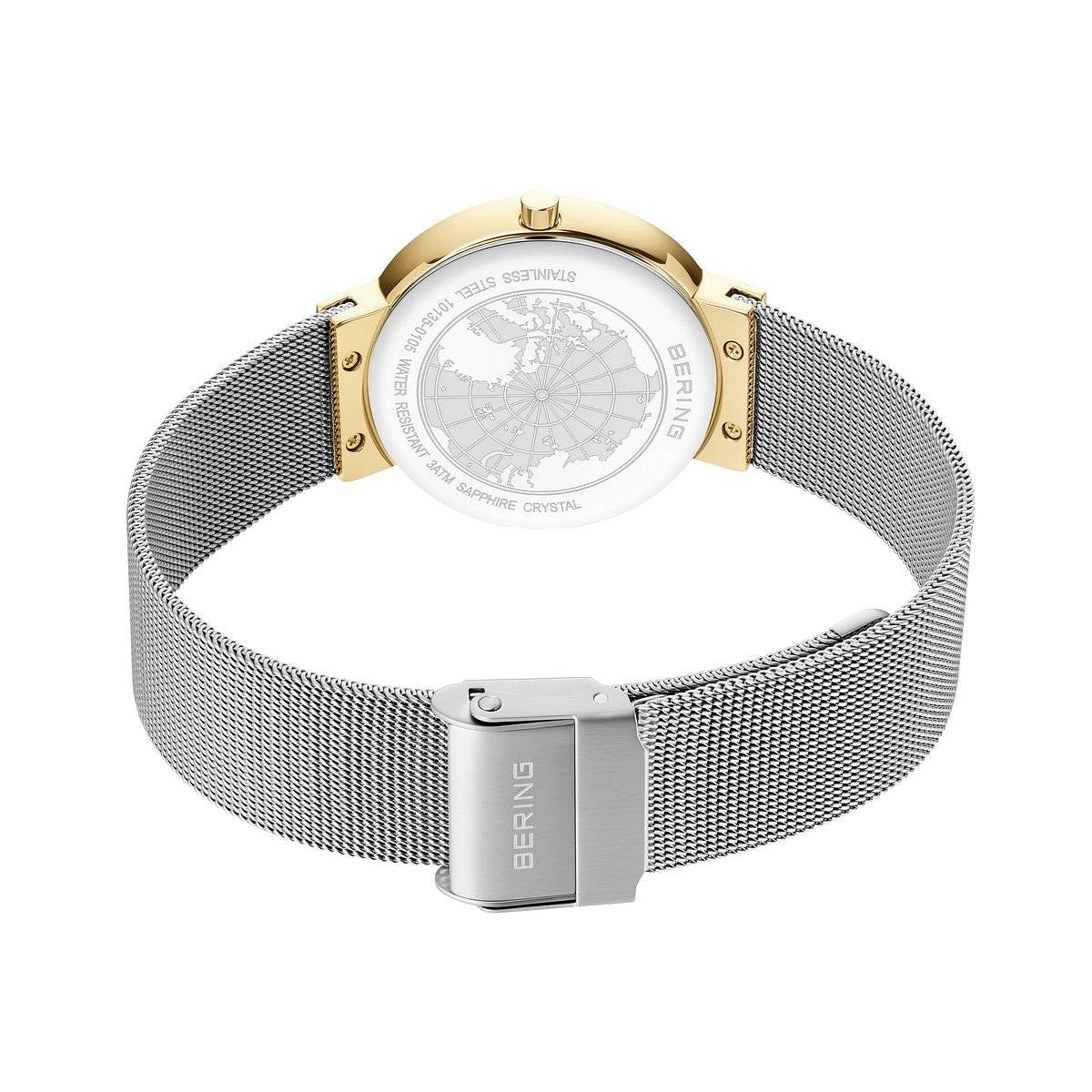 Bering Ladies Two Tone Watch with CZ with Milanese Mesh Strap 10135-0105