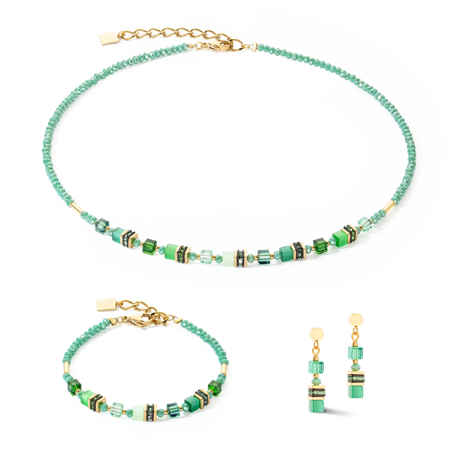 Necklace Mini Cubes Green