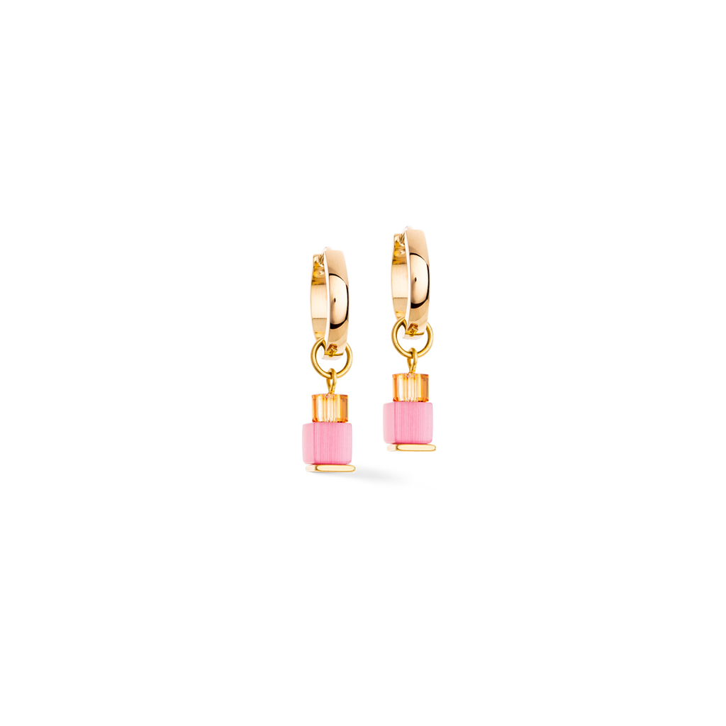 Earrings Creole Cube Fusion Charm Gold rainbow