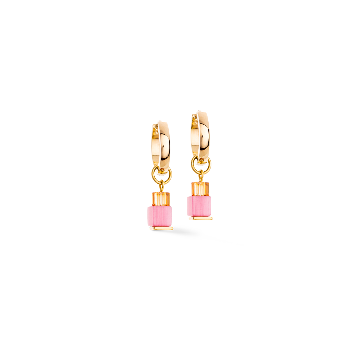 Earrings Creole Cube Fusion Charm Gold rainbow