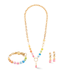 Earrings Creole Cube Fusion Charm Gold rainbow