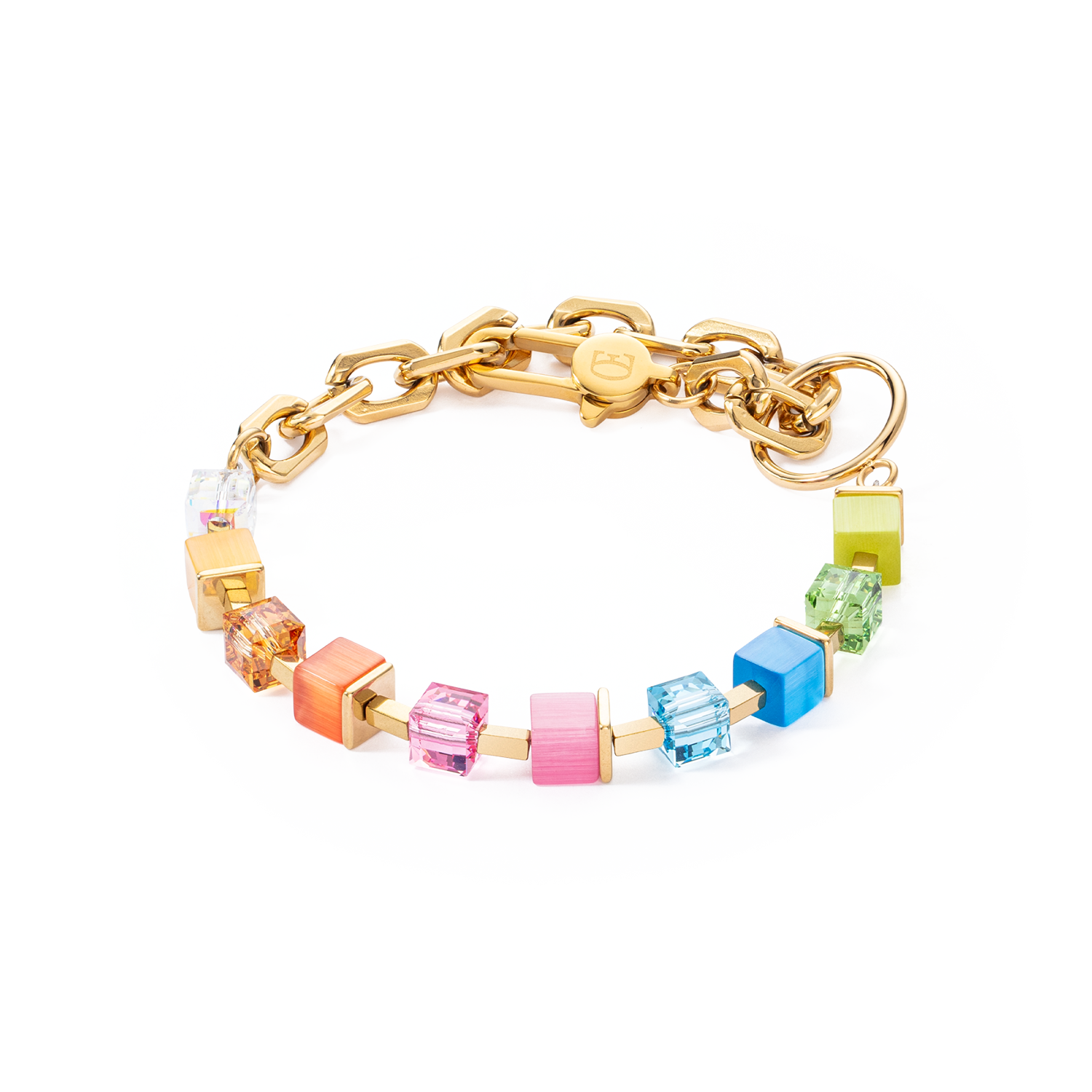 Bracelet Cube Fusion Charm Gold Rainbow