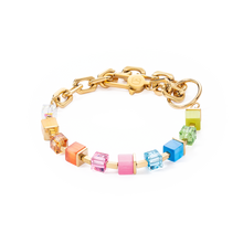 Load image into Gallery viewer, Bracelet Cube Fusion Charm Gold Rainbow
