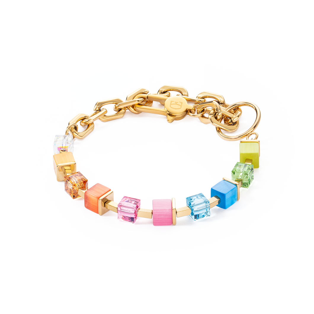 Bracelet Cube Fusion Charm Gold Rainbow