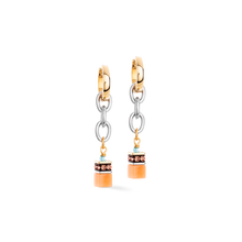 Load image into Gallery viewer, GeoCUBE® Iconic Fusion Chain hoops Aqua-Apricot
