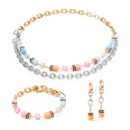 GeoCUBE® Iconic Fusion Chain hoops Aqua-Apricot