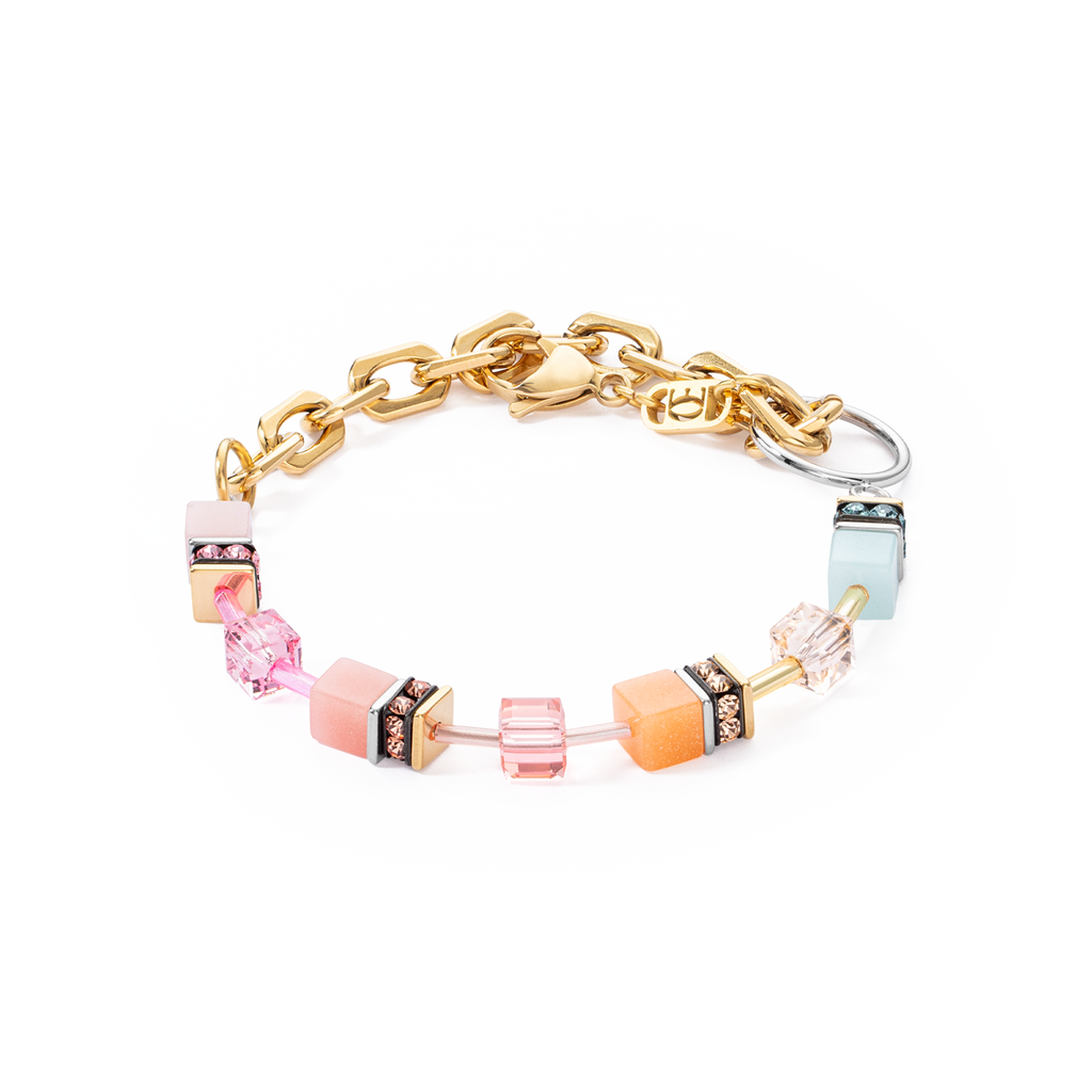 GeoCUBE Iconic Fusion Chain Bracelet Aqua Apricot