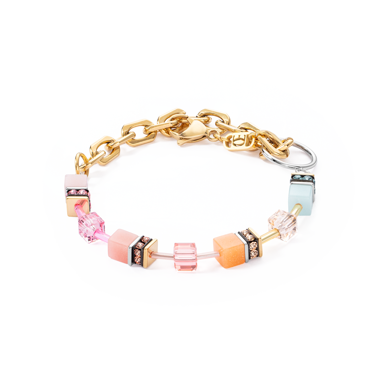 GeoCUBE Iconic Fusion Chain Bracelet Aqua Apricot