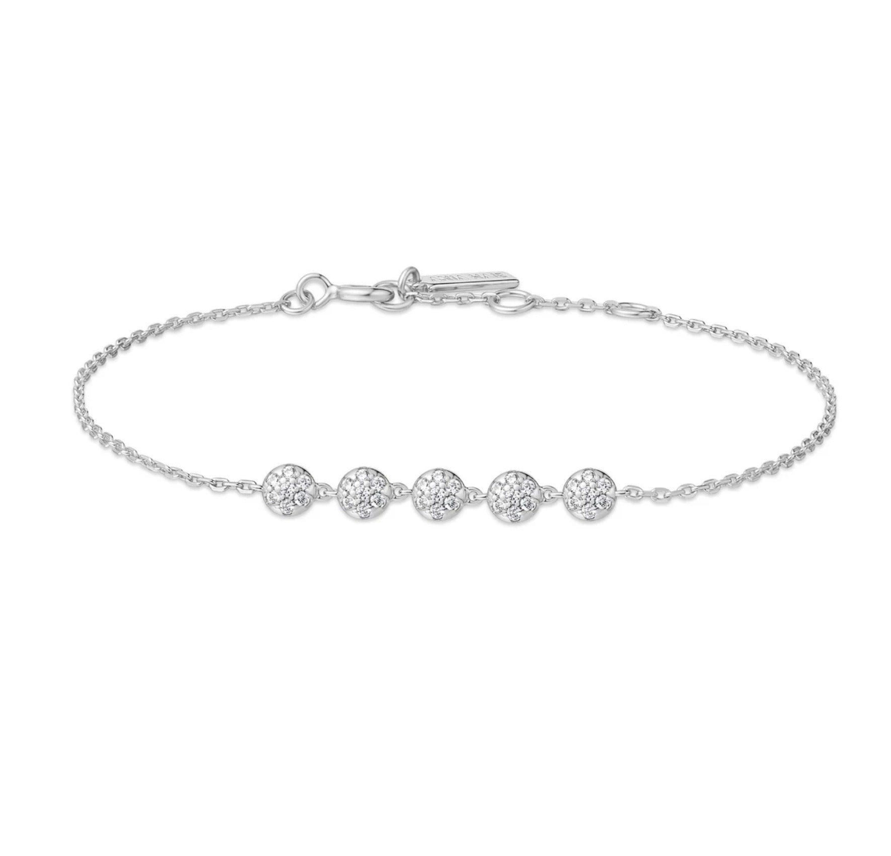 SILVER PAVE MULTI BEADED CHAIN BRACELET