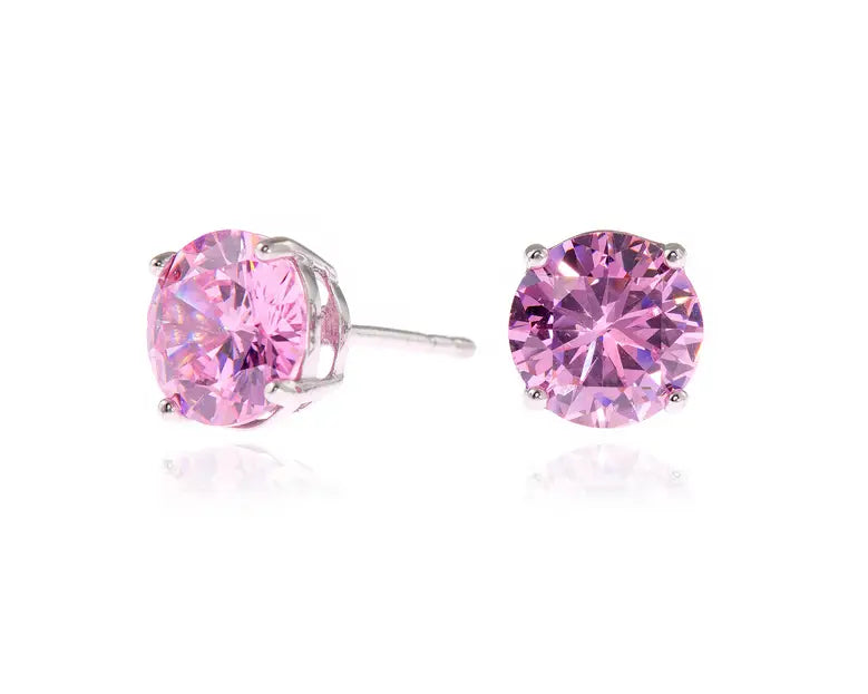Lana with Pink Coloured 8mm Swarovski Crystal Earrings