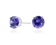 Load image into Gallery viewer, Lana with Blue Tanzanite 8mm coloured Swarovski Crystal Earrings
