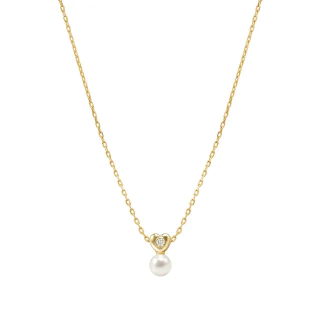Pearls Loop Heart and Pearl Gold Necklace