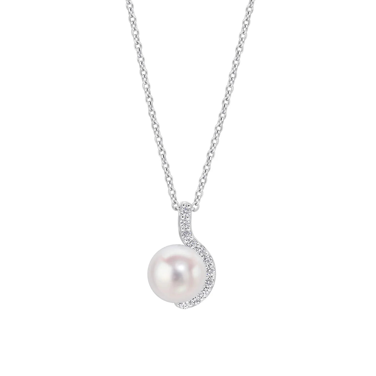 Diamonfire Half Halo Pearl Drop Pendant