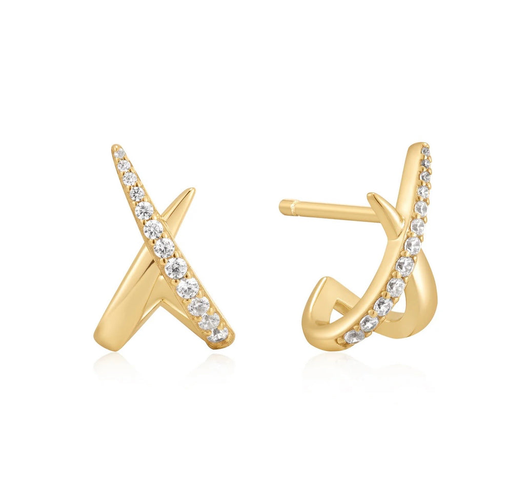 Gold Kiss Polished Pavé Studs