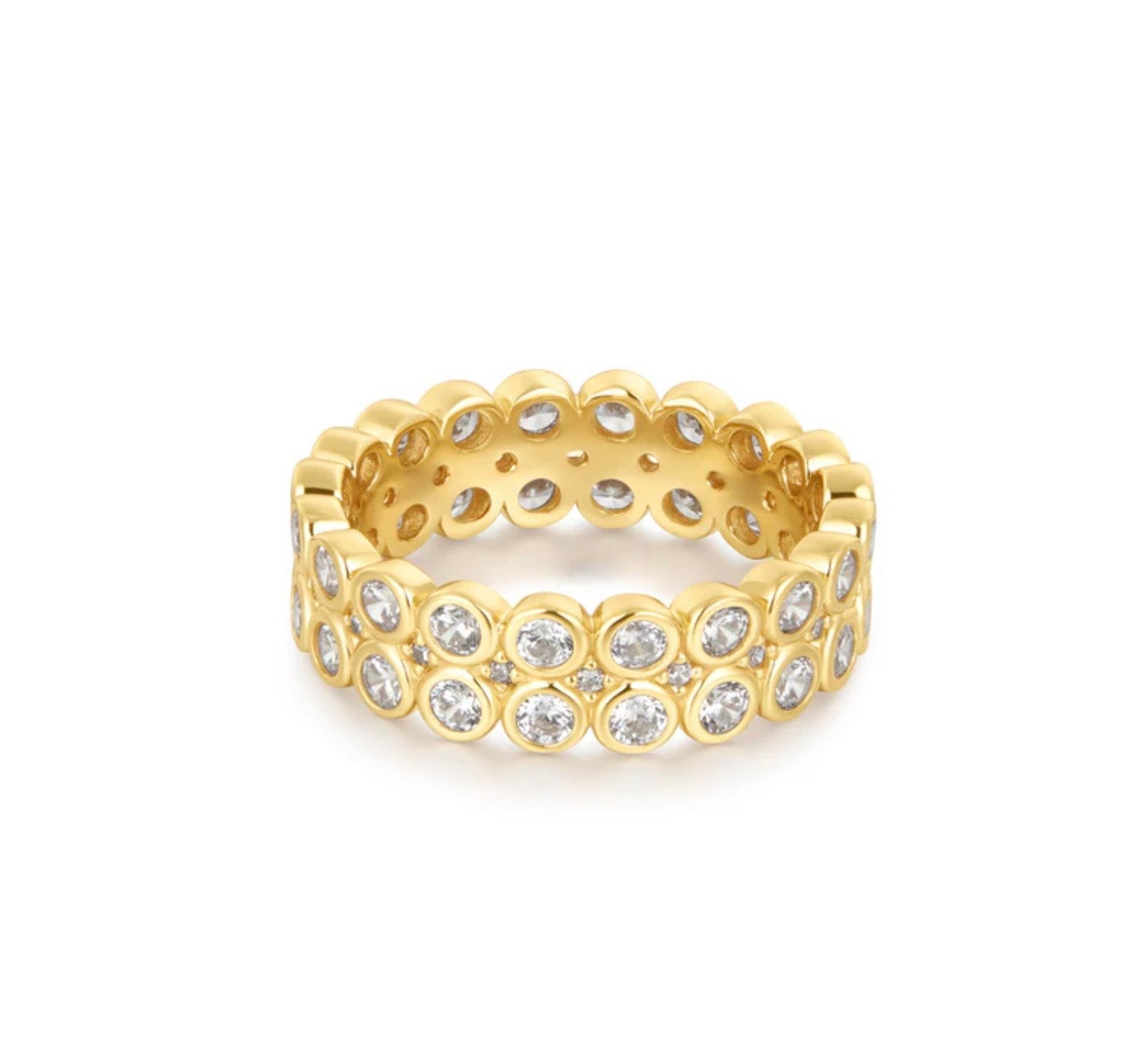 GOLD DOUBLE ROW BEZEL RING