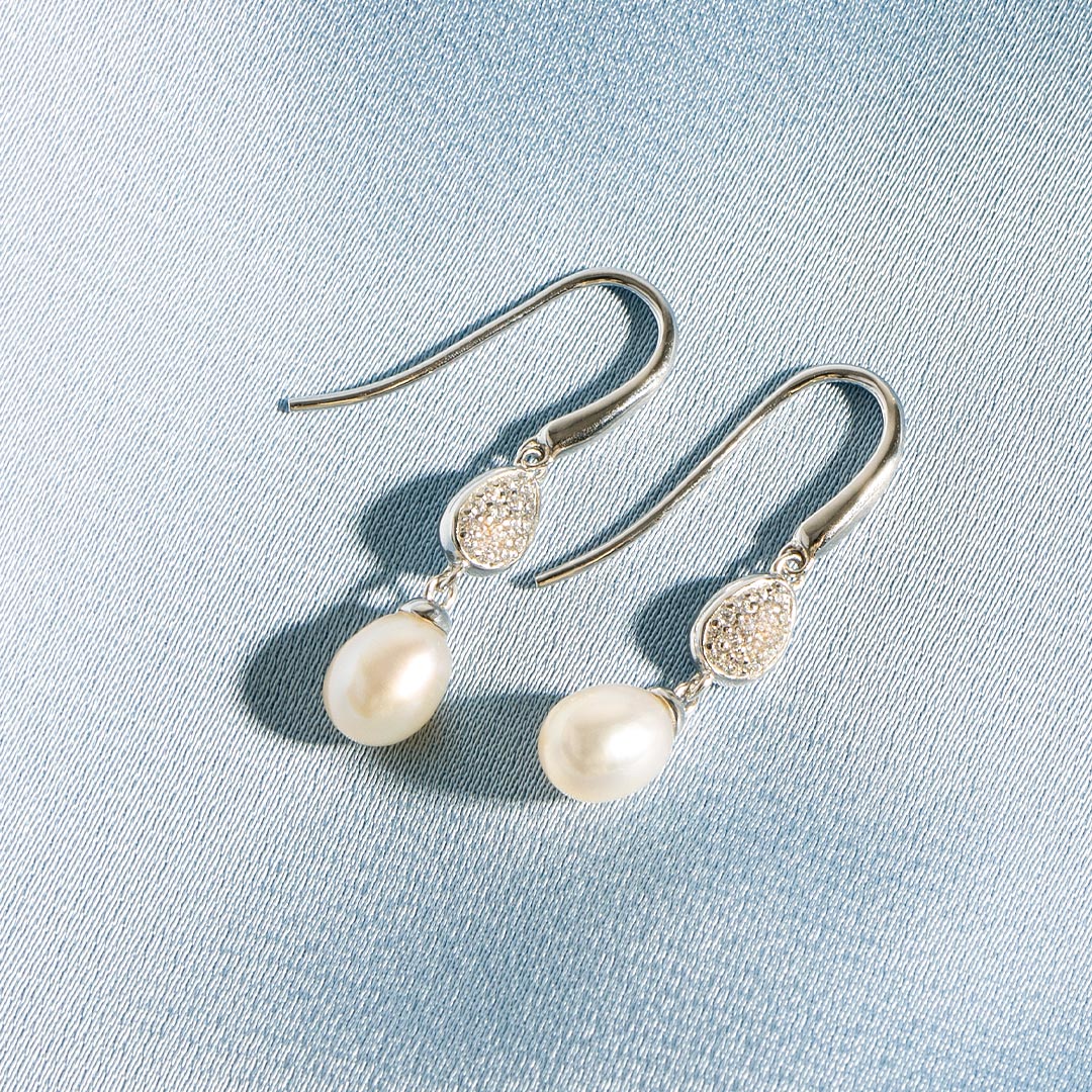 Coast Pebble Glisten Pavé Pearl Drop Earrings